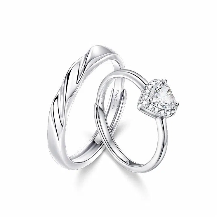 FANCI Love Heart Adjustable Ring Set S925 Silver