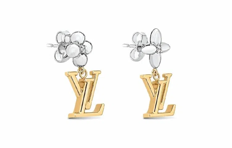 Louis Vuitton Initial Pendant Earrings Gold