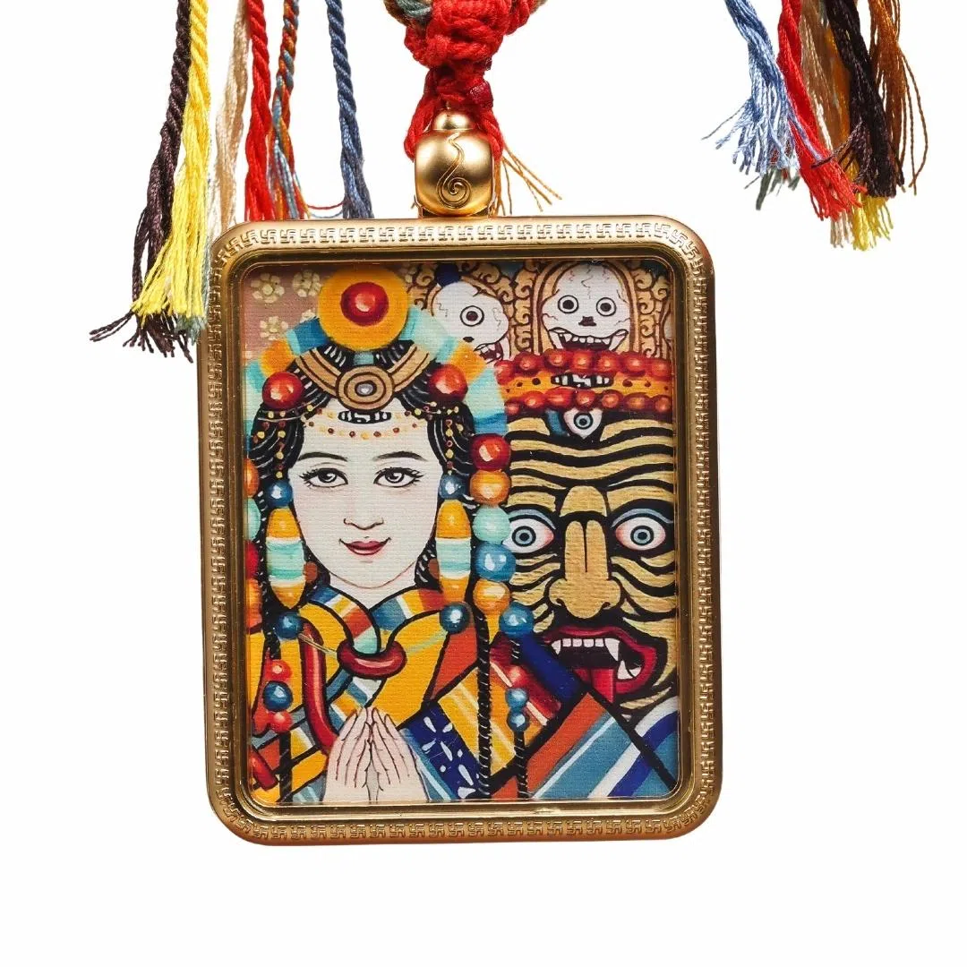 天台山 【天台山官方已祝福加持】天台山新中式国风扎基拉姆藏风唐卡招财转运诸事顺遂好运复古 合金 吊坠 男女同款情侣款