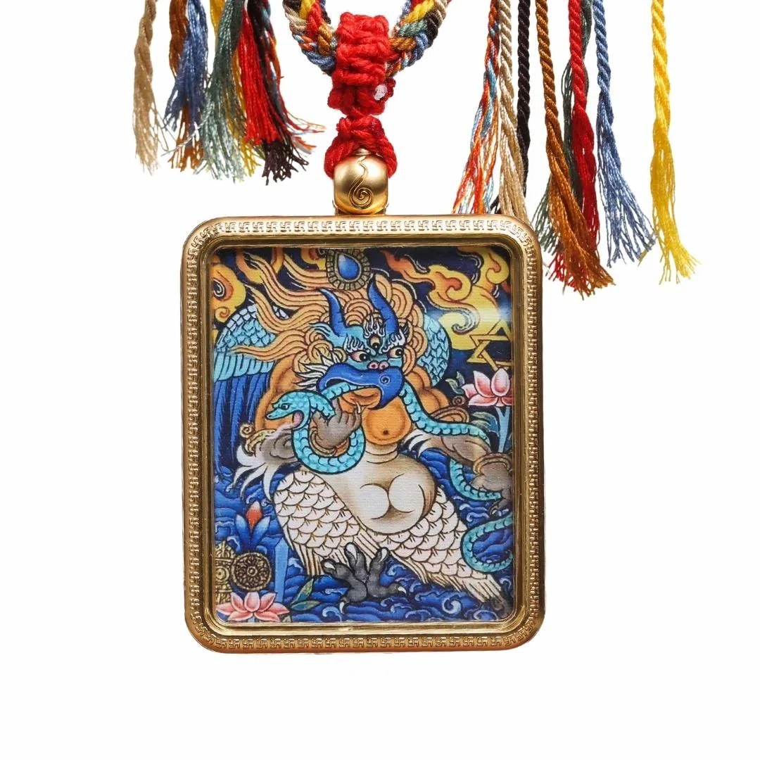 天台山 【天台山官方已祝福加持】天台山新中式国风扎基拉姆藏风唐卡招财转运诸事顺遂好运复古 合金 吊坠 男女同款情侣款