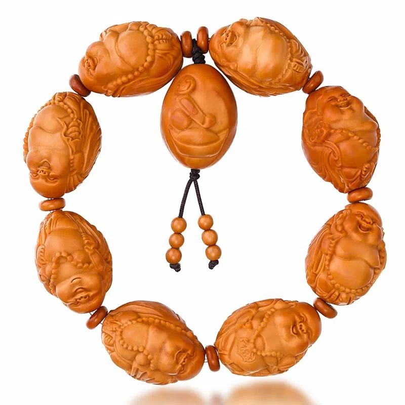 妍韵珠宝 欢天喜地弥勒佛核雕#好运 橄榄核 核桃类手串 男女同款情侣款