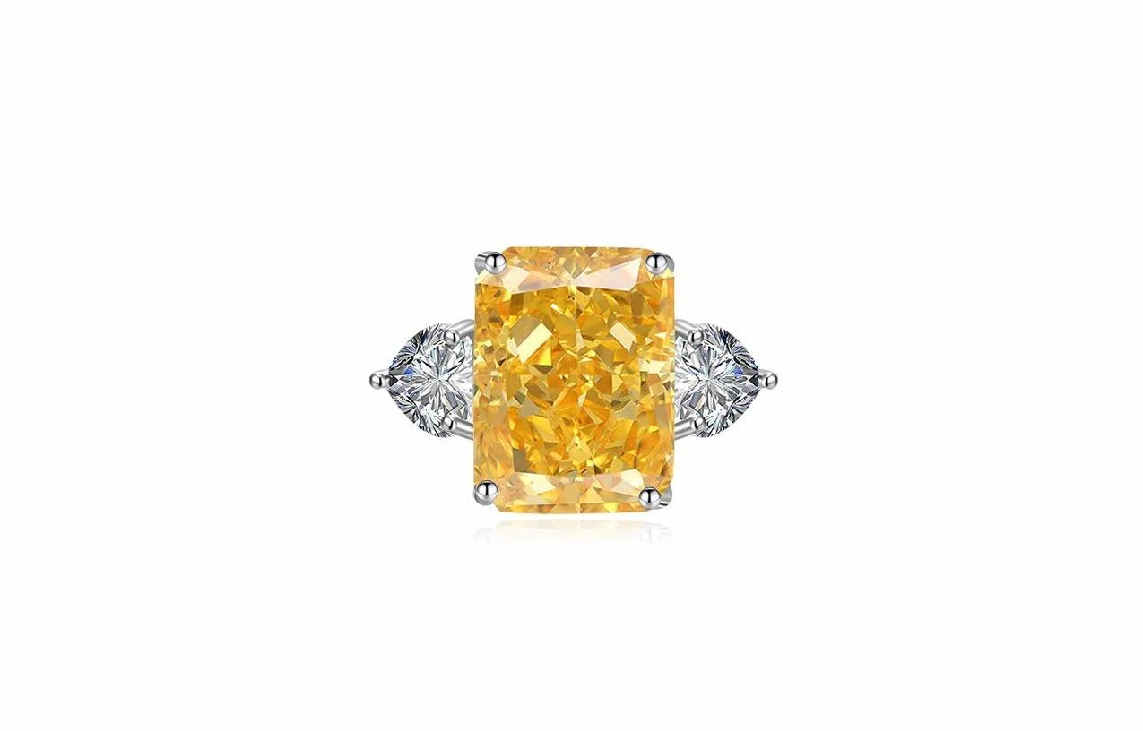 克拉日记 几何时尚冰糖方钻帕帕拉恰轻奢甜美女友对戒锦鲤事业招财健康平安桃花礼盒装 合金 戒指 女款