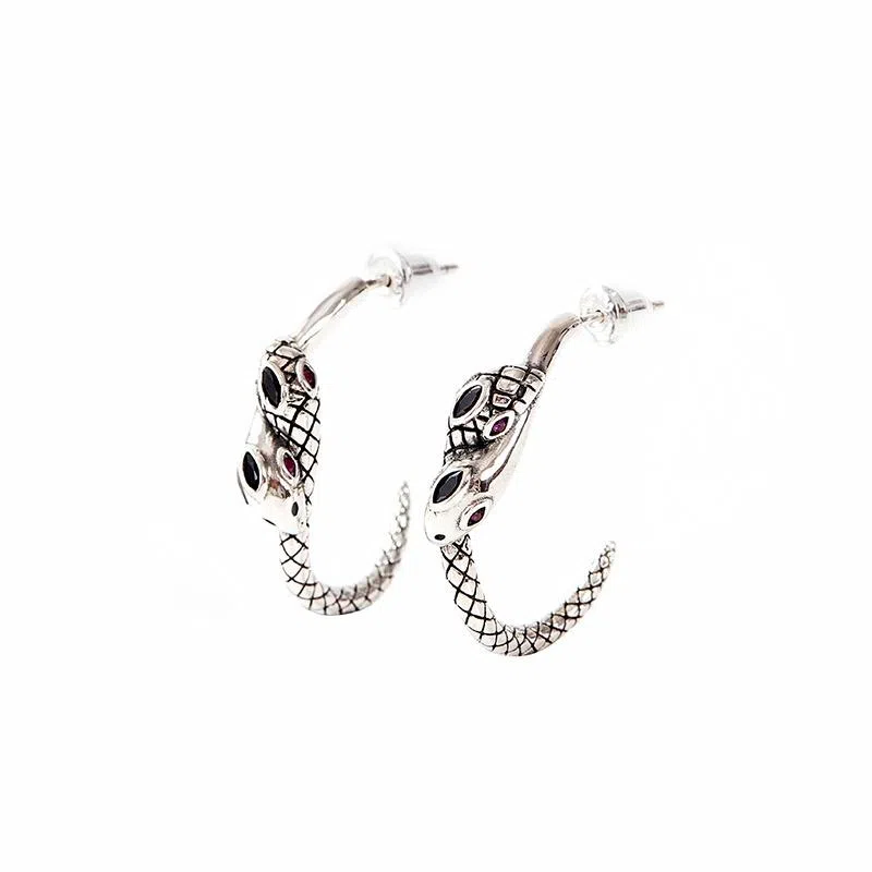 Native Stranger Dual Serpent 925 Silver Earrings