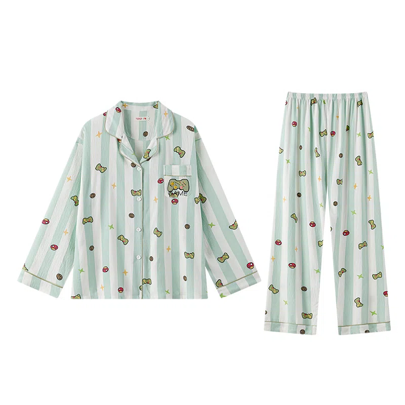 俏霓桐 卡通亲肤舒适长袖长裤家居服可外穿睡衣套装 男款 图色