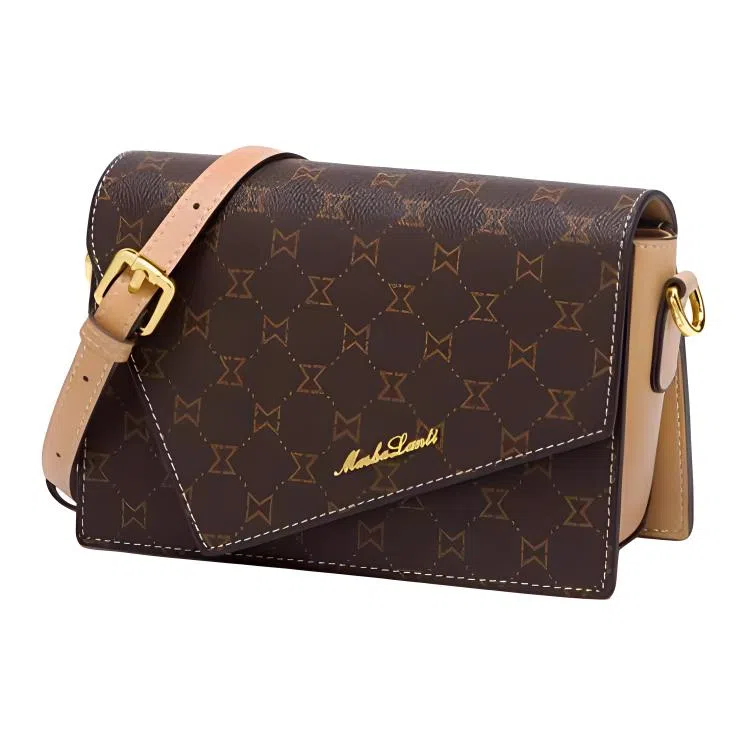 Marsalanti PVC Shoulder Bag Small Dark Brown Almond