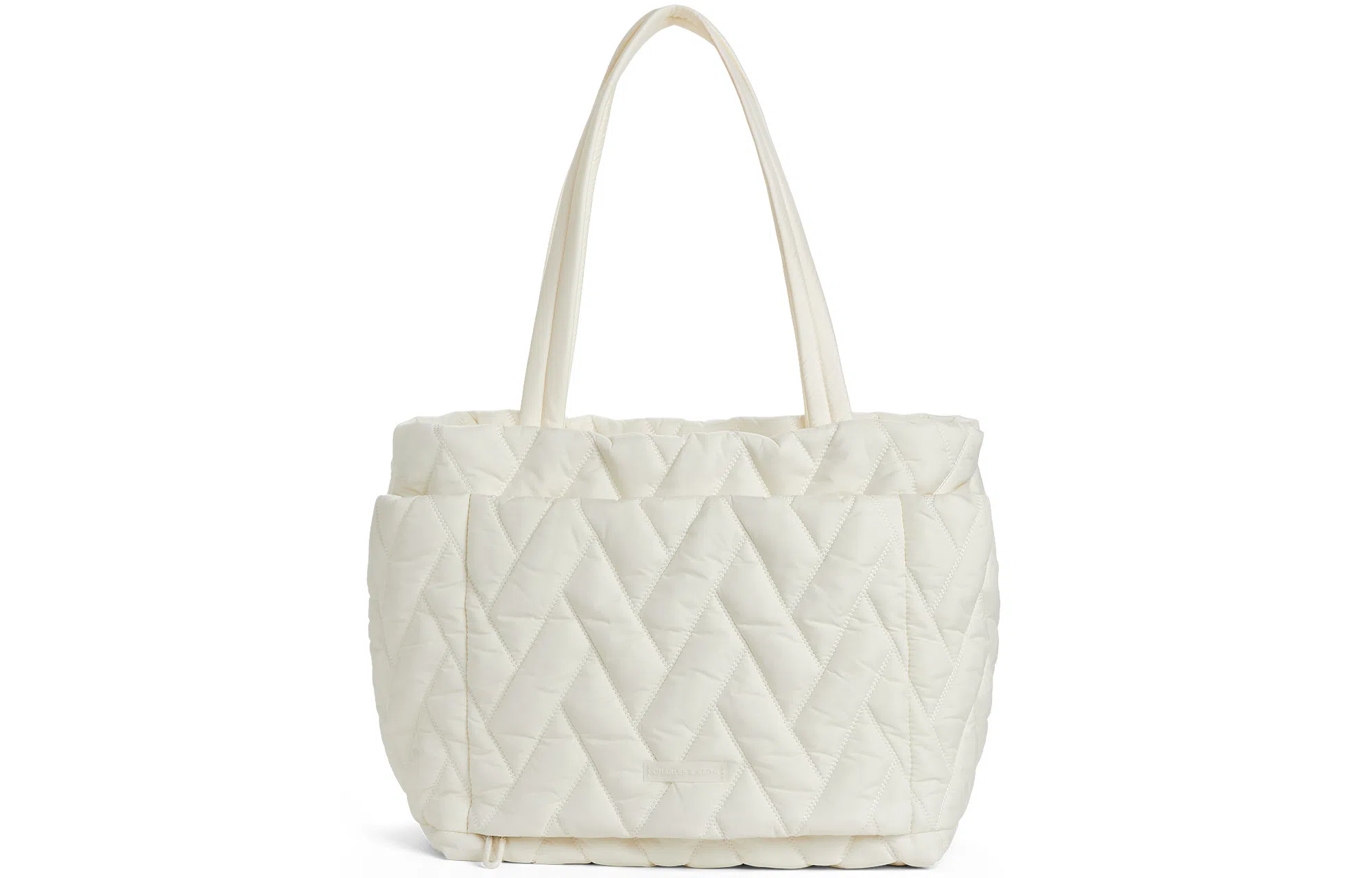 Charles & Keith Jet Black/Cream Nylon Tote