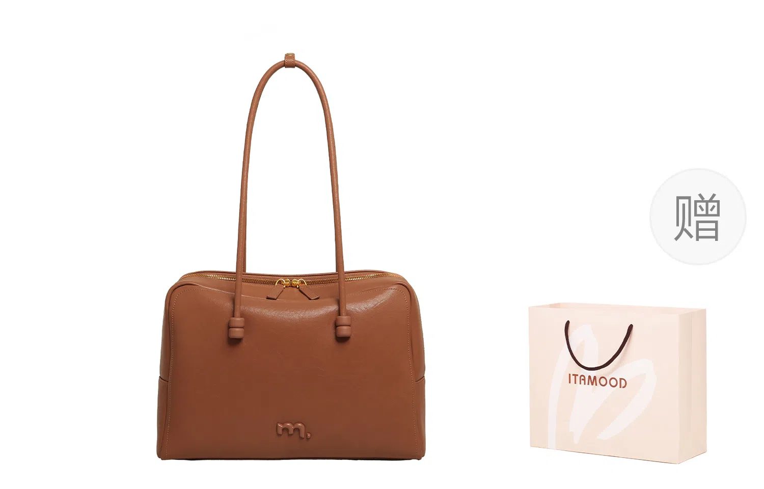 妙迪 高级感大容量复古公文波士顿包秋冬时尚通勤简约百搭保龄球包 牛皮 腋下包单肩手提包 大号 女款 琥珀棕/典雅黑