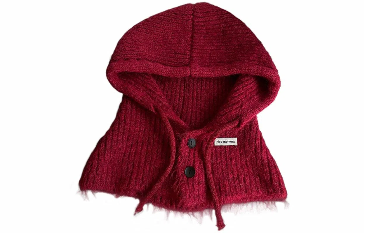 优幽兰 韩版高级感显脸小加厚针织帽冬季休闲百搭纯色保暖套头帽潮流时尚学生防寒防风巴拉克拉法帽素颜遮脸 腈纶 斗篷帽 女款