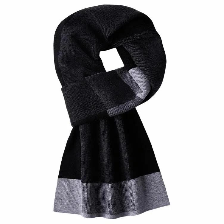 红豆 商务休闲针织英伦格子 羊毛 绒线围巾 男款