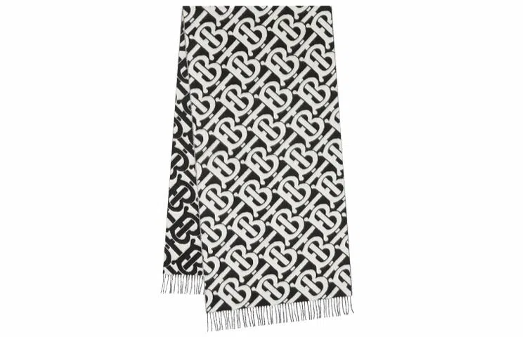 Burberry TB Jacquard Cashmere Scarf Black