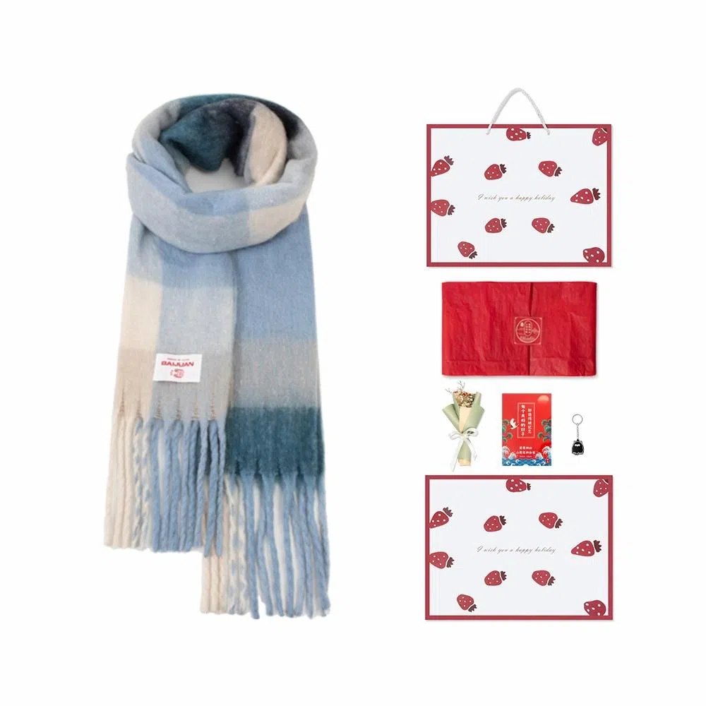 白卷 限定款马卡龙色保暖加厚 绒线围巾 女款