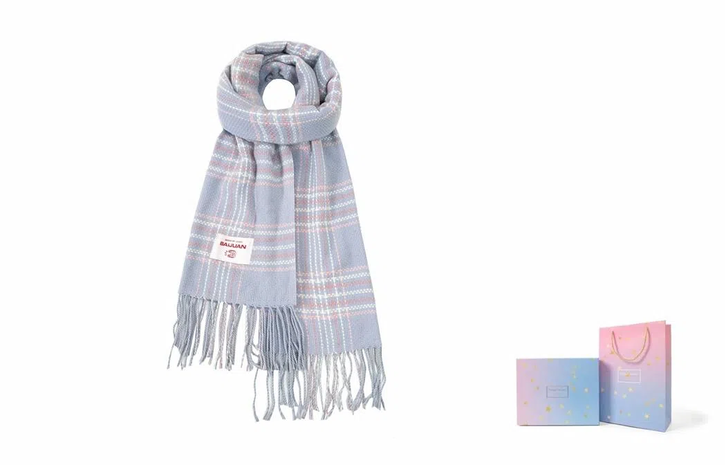 白卷 晚秋文艺气质梭织格子流苏 腈纶 绒线围巾 女款