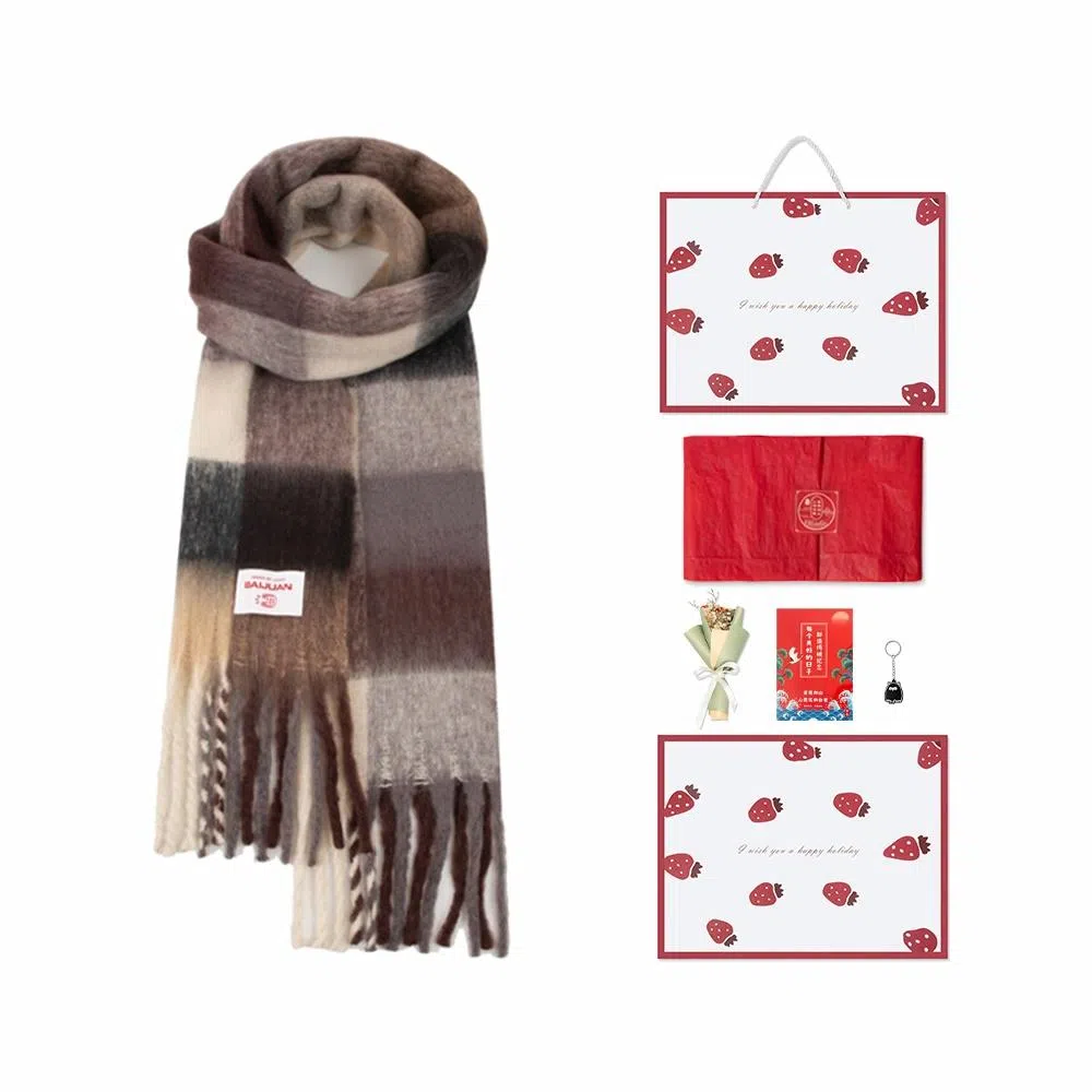 白卷 限定款马卡龙色保暖加厚 绒线围巾 女款