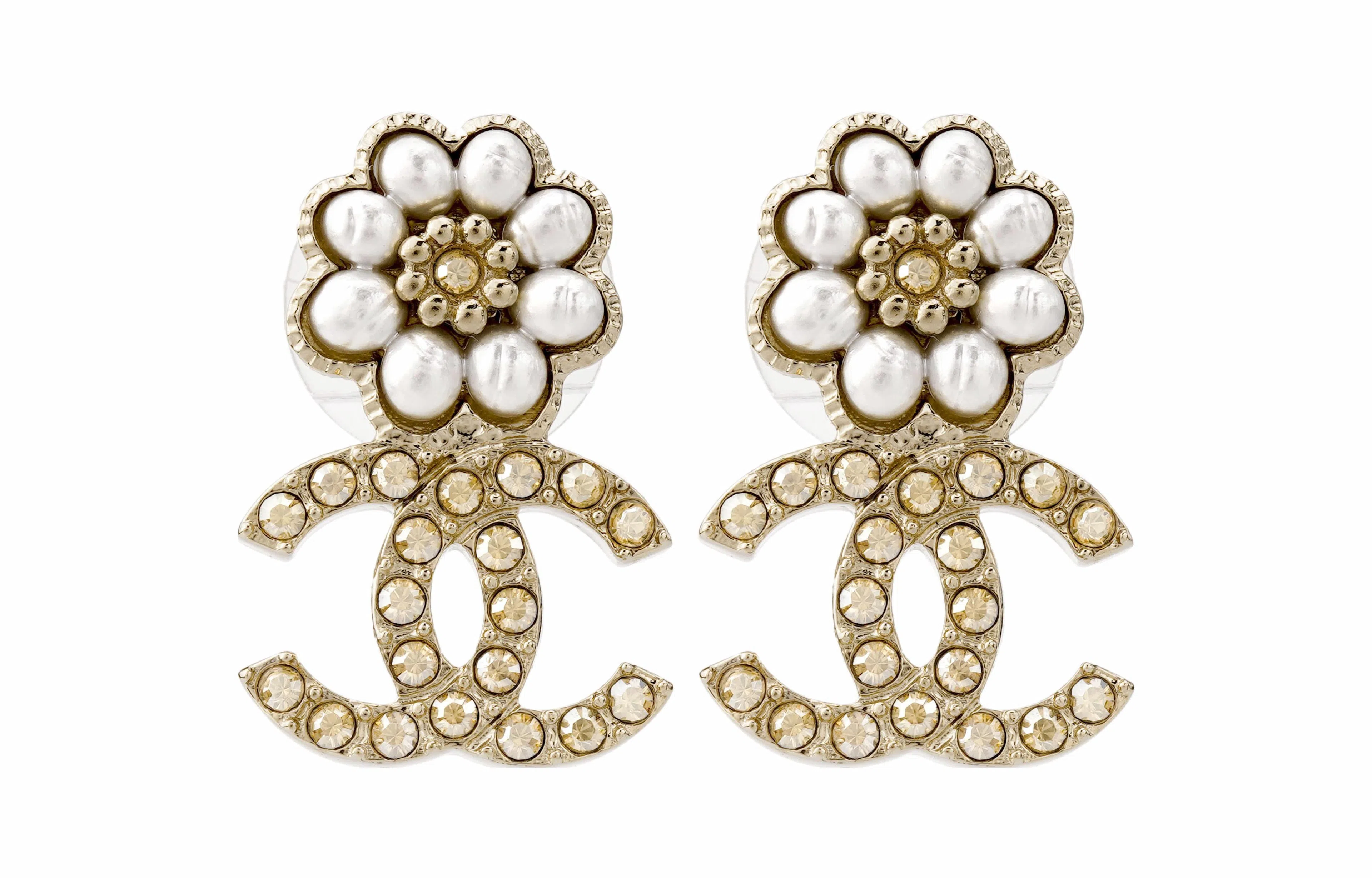 Chanel Classic Double C Pearl Earrings