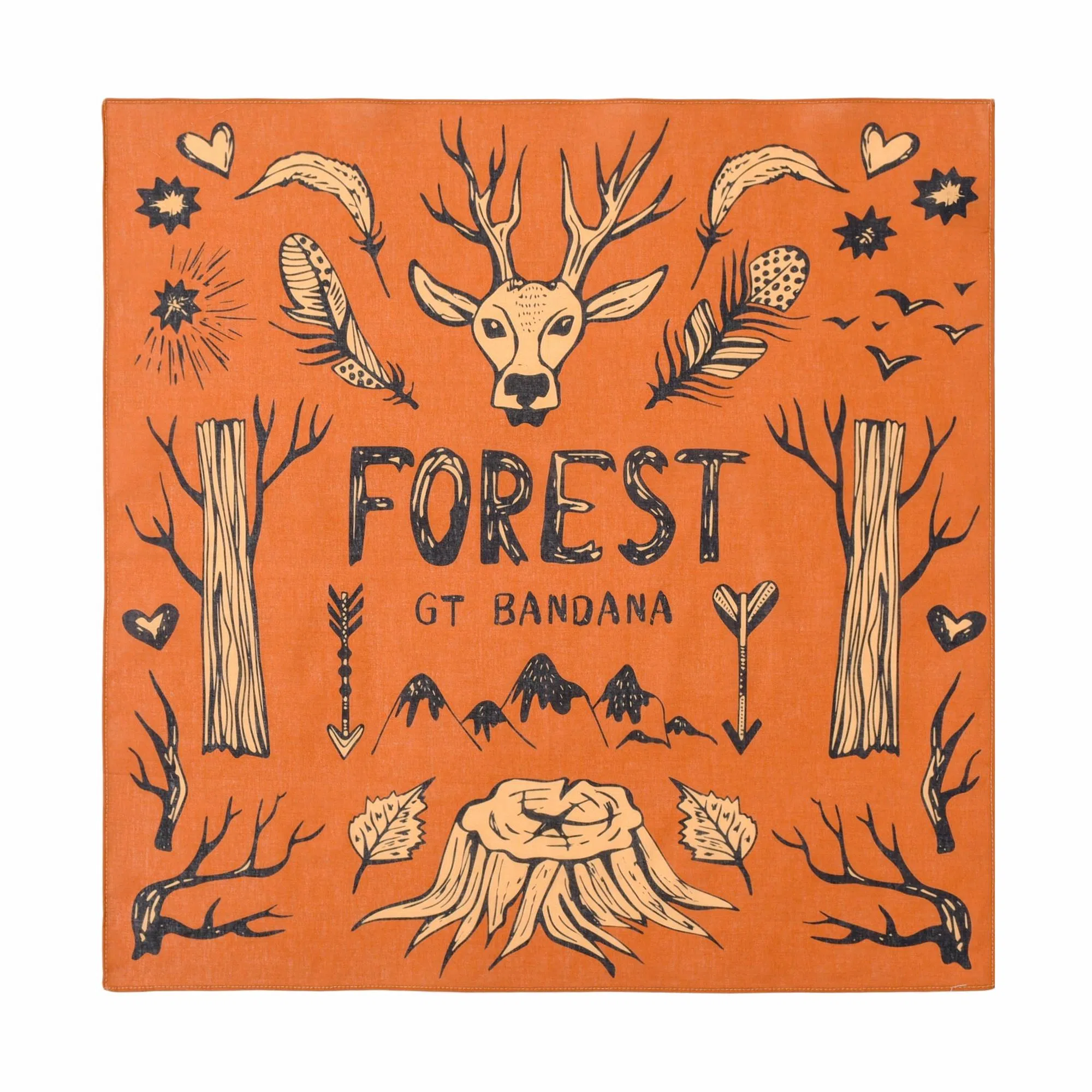 滚烫时光 美式森林元素复古日系方巾 棉 头巾 男女同款情侣款