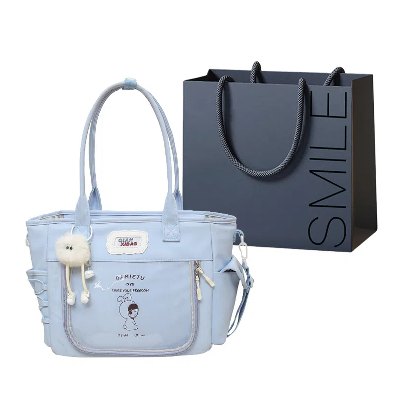 单肩包 可爱透明斜挎包包女学生手提包大容量卡通单肩托特包
