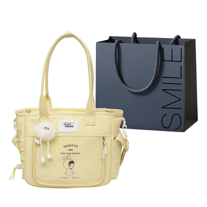 单肩包 可爱透明斜挎包包女学生手提包大容量卡通单肩托特包