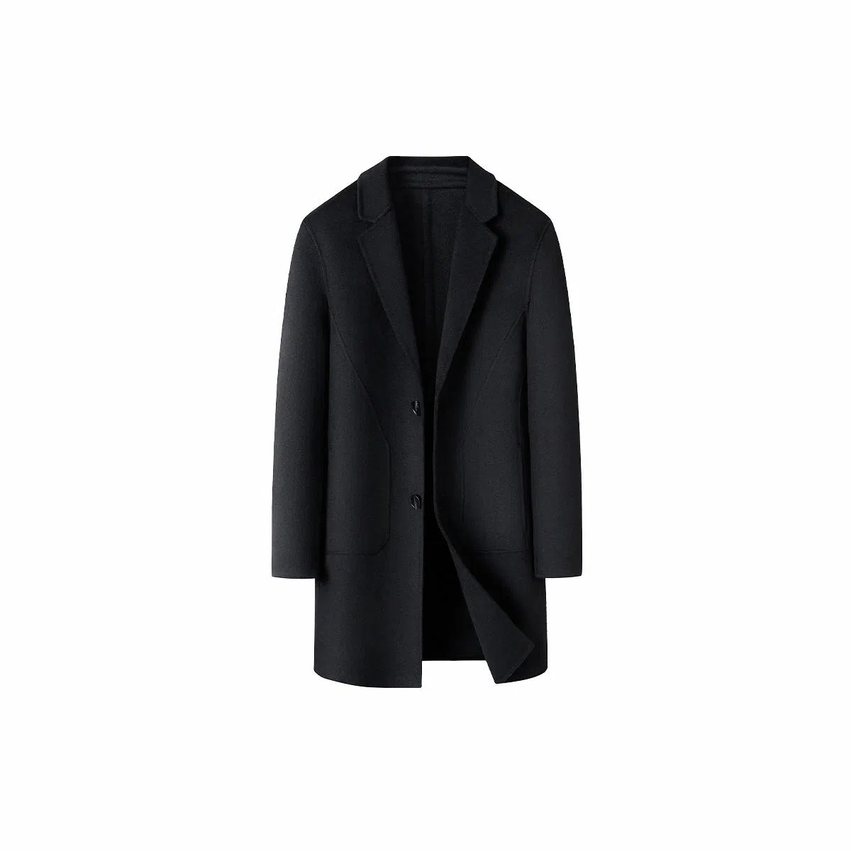 经典纯色简约百搭含羊毛舒适保暖御寒西装领毛呢羊毛外套大衣 男款