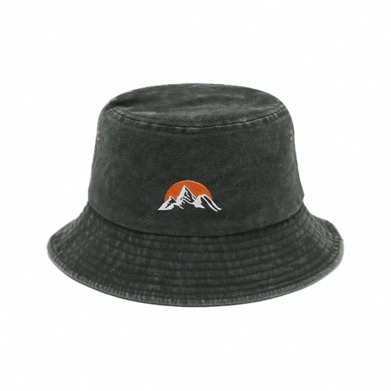 氧气樱桃 日系雪山刺绣户外防晒 棉 渔夫帽 男女同款情侣款