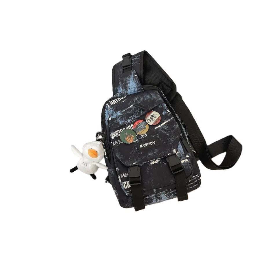 欧曼斐 单肩包日系休闲百搭潮流 尼龙 胸包 男女同款情侣款 多色