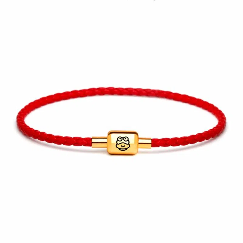 灰鱼 十二生肖红绳新中式国潮风本命年太岁年简约手工编织手绳蛇年红色黑色金色小众高级感转运珠好运 牛皮革 手链 男女同款情侣款