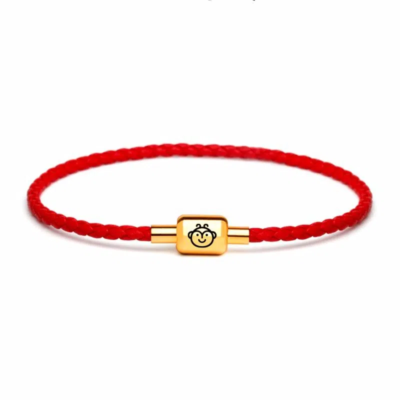 灰鱼 十二生肖红绳新中式国潮风本命年太岁年简约手工编织手绳蛇年红色黑色金色小众高级感转运珠好运 牛皮革 手链 男女同款情侣款