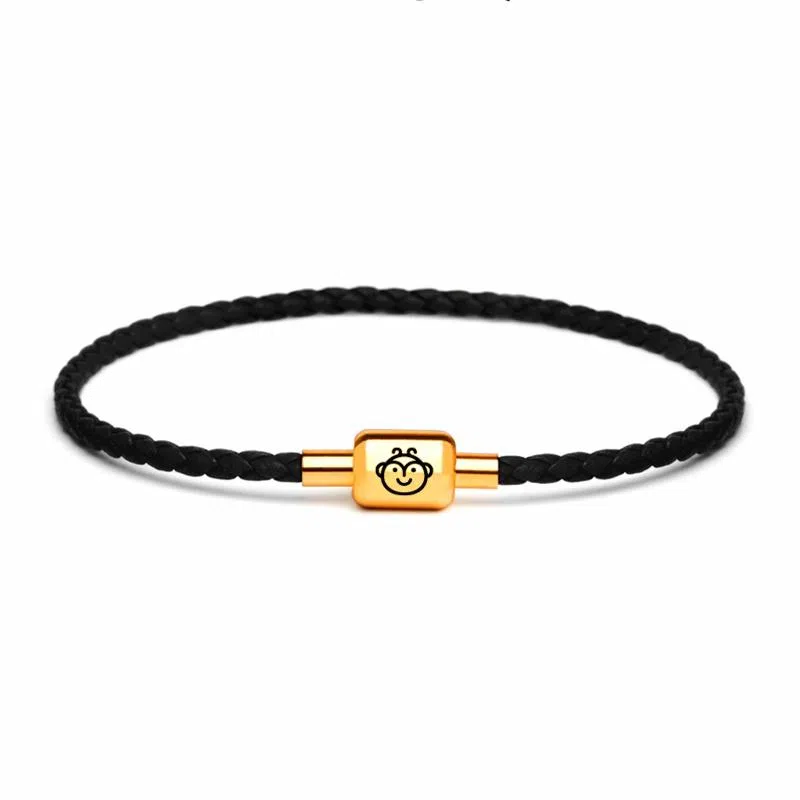 灰鱼 十二生肖红绳新中式国潮风本命年太岁年简约手工编织手绳蛇年红色黑色金色小众高级感转运珠好运 牛皮革 手链 男女同款情侣款