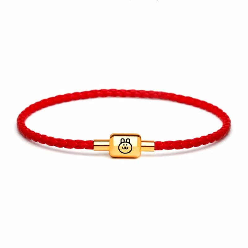 灰鱼 十二生肖红绳新中式国潮风本命年太岁年简约手工编织手绳蛇年红色黑色金色小众高级感转运珠好运 牛皮革 手链 男女同款情侣款