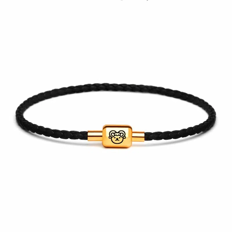 灰鱼 十二生肖红绳新中式国潮风本命年太岁年简约手工编织手绳蛇年红色黑色金色小众高级感转运珠好运 牛皮革 手链 男女同款情侣款