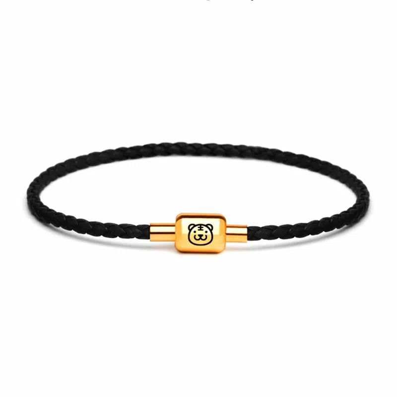 灰鱼 十二生肖红绳新中式国潮风本命年太岁年简约手工编织手绳蛇年红色黑色金色小众高级感转运珠好运 牛皮革 手链 男女同款情侣款