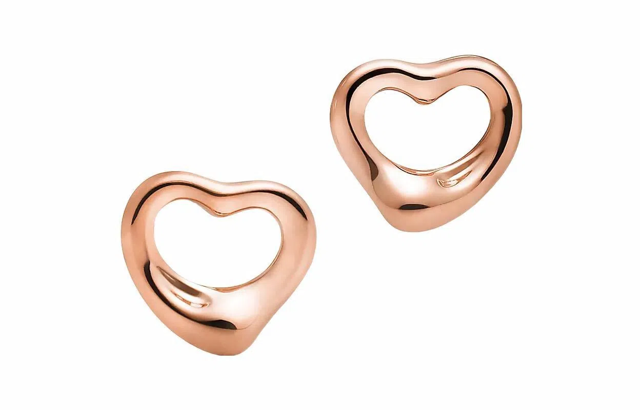 Tiffany & Co. Elsa Peretti Open Heart 18K Rose Gold Earrings