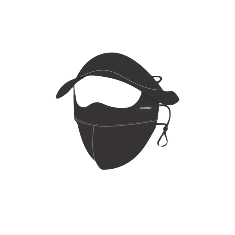 冠辉 夏季冰丝带帽檐遮全脸基尼百搭口罩女防紫外线遮阳大帽檐额面耳一体素颜神器修饰脸型 锦纶 防晒面罩 男女同款情侣款