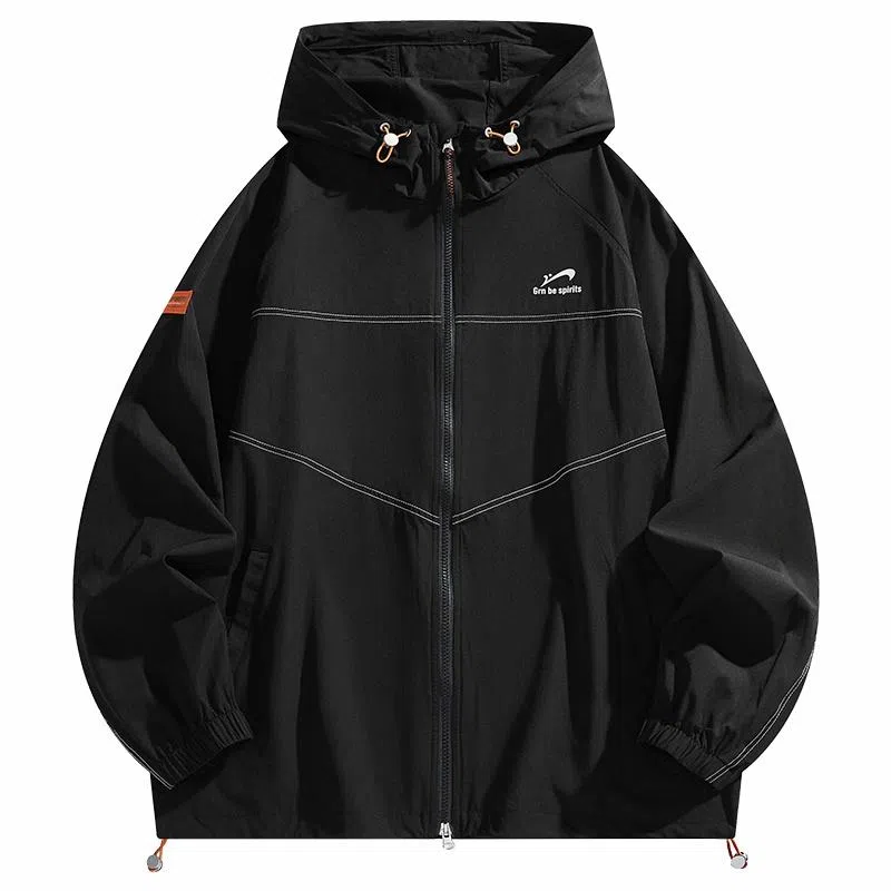 贵人鸟 拼接宽松百搭休闲连帽抽绳防晒服 男女同款