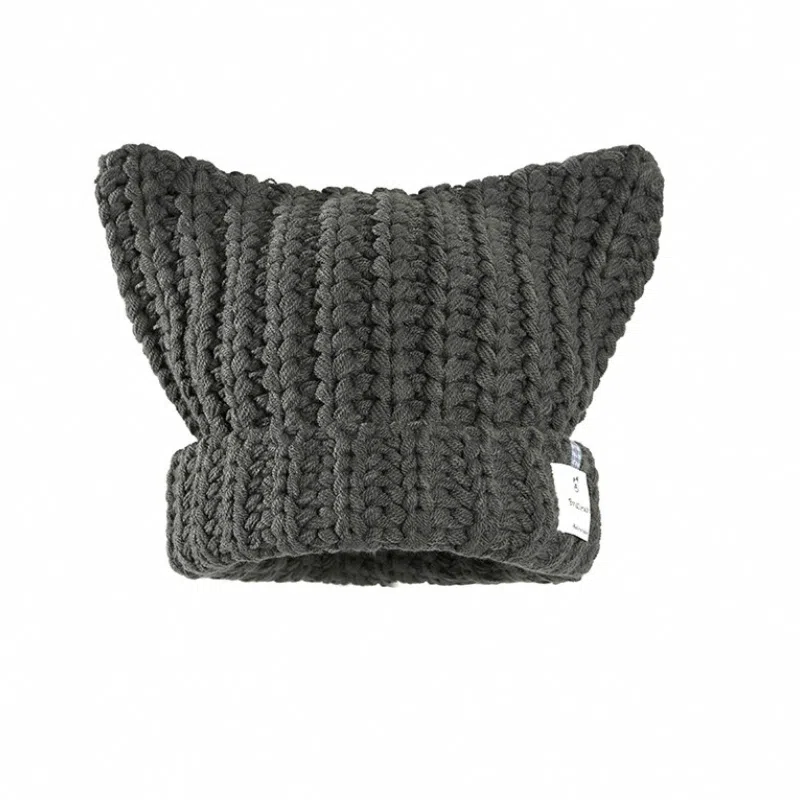 氧气樱桃 秋冬猫耳朵系球毛线可爱保暖甜酷护耳大头围 腈纶 绒线帽 男女同款情侣款