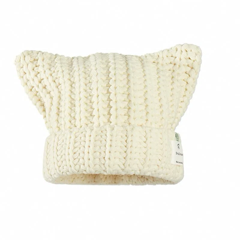 氧气樱桃 秋冬猫耳朵系球毛线可爱保暖甜酷护耳大头围 腈纶 绒线帽 男女同款情侣款