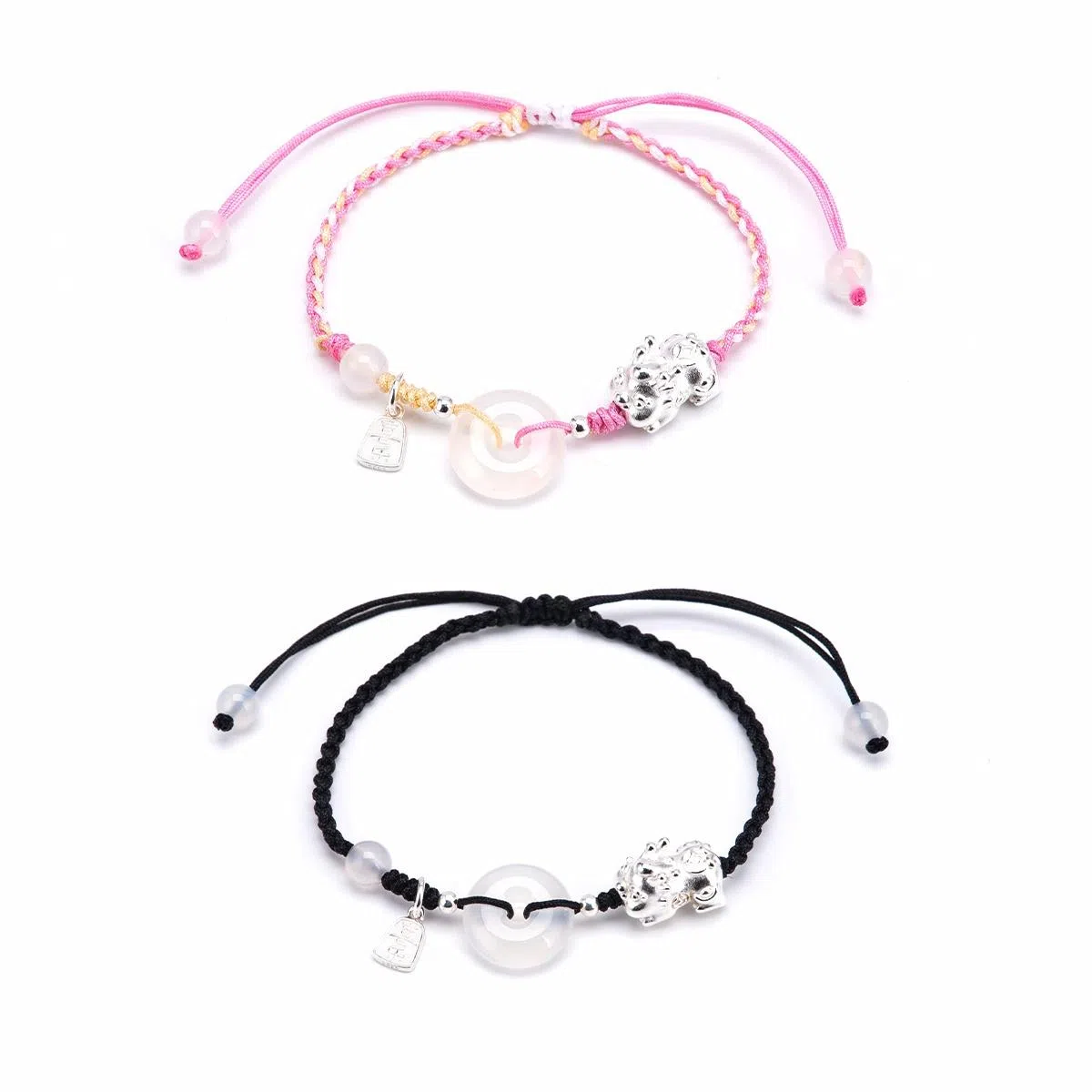 【s925银 招财貔貅】 聆听花开 新中式国风平安扣编绳 平安喜乐文艺风个性时尚复古学生森系高级感可调节#好运 水晶 手绳 男女同款情侣款