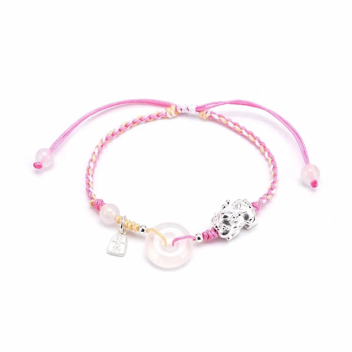 【s925银 招财貔貅】 聆听花开 新中式国风平安扣编绳 平安喜乐文艺风个性时尚复古学生森系高级感可调节#好运 水晶 手绳 男女同款情侣款