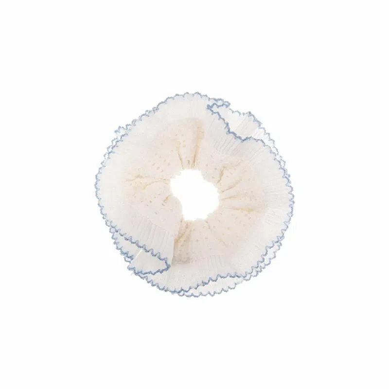 芒果饰品 双层花边蕾丝马尾大肠 布艺 发圈 女款