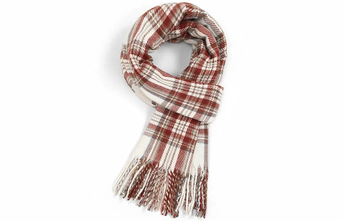 优幽兰 格子条纹拼色加厚防风防寒保暖护脖子 针织 仿羊绒 绒线围巾 女款