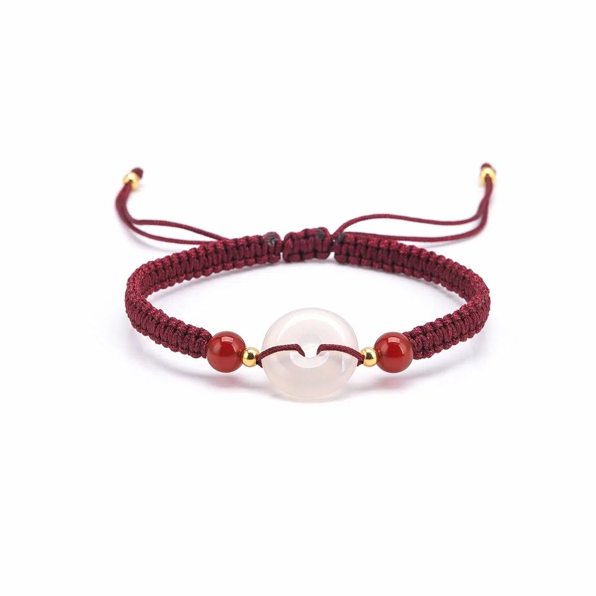 【s925银 不掉色】 聆听花开 新中式国风平安扣编绳红色本命年 民族风古风时尚文艺转运珠可调节#好运 水晶 手绳 男女同款情侣款