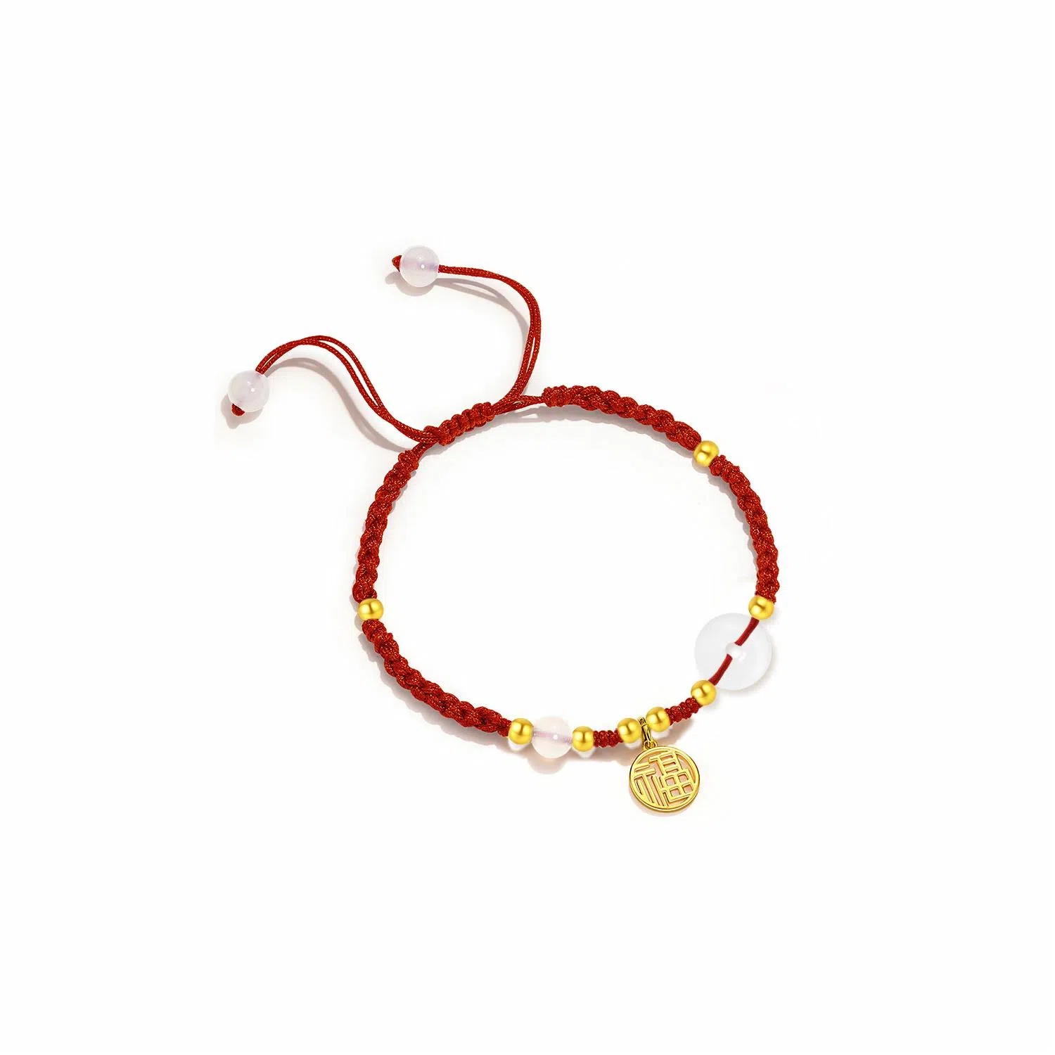 中国珠宝 圆满幸福 转运珠平安喜乐岁岁平安 开运吉祥如意本命年上岸手工编绳好运 玉髓 手链 男女同款情侣款