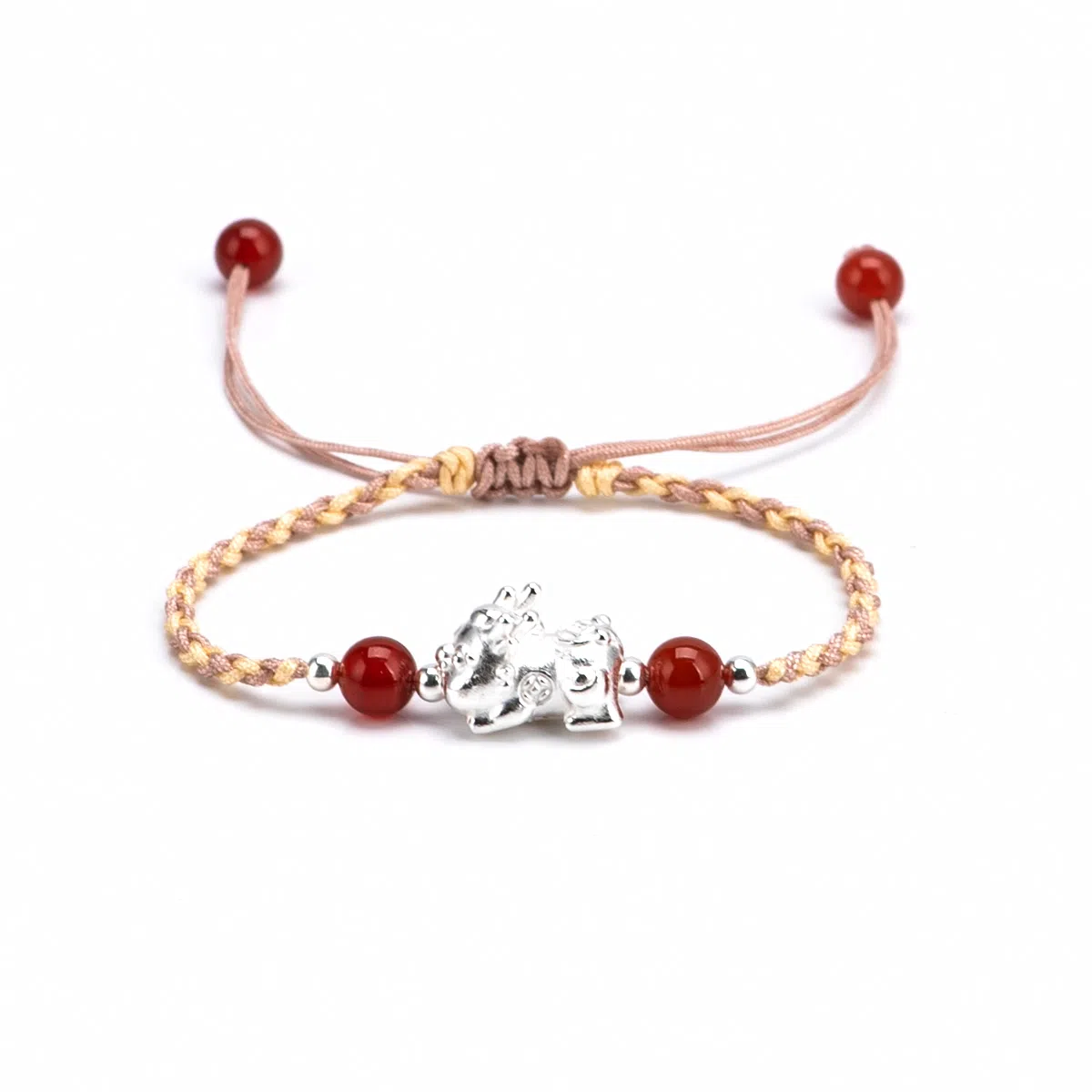 【s925银 不掉色】 聆听花开 新中式国风貔貅编绳招财纳福 国潮民族风文艺简约设计小众时尚气质百搭可调节#好运 水晶 手绳 男女同款情侣款