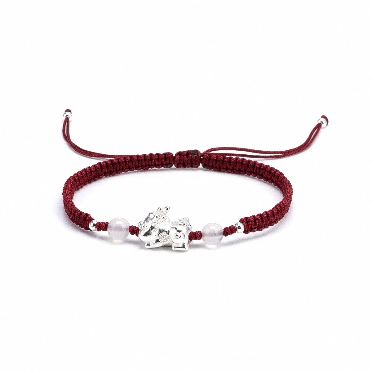 【s925银 不掉色】 聆听花开 新中式国风貔貅编绳招财红色本命年 国潮民族风文艺简约小众时尚百搭可调节#好运 水晶 手绳 男女同款情侣款