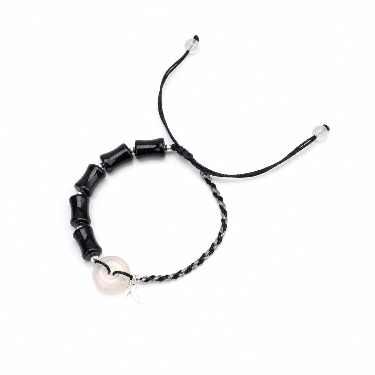 【s925银 不掉色】 聆听花开 新中式国风竹节平安扣编绳 国潮民族风文艺个性时尚简约设计小众百搭可调节#好运 琉璃 手绳 男女同款情侣款