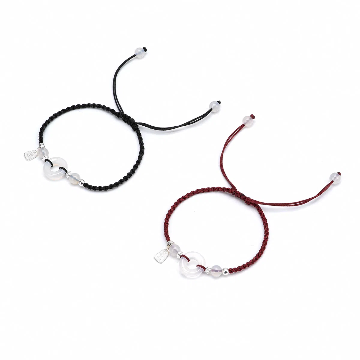 【s925银 不掉色】 聆听花开 新中式新国风喜乐平安扣编绳红色本命年 民族风文艺简约小众气质百搭可调节#好运 水晶 手绳 男女同款情侣款