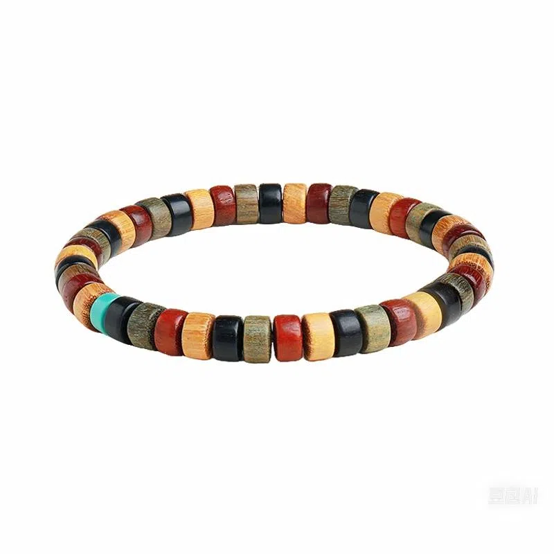 木盛缘 【顺丰包邮】【蛇年守护顶配】【木火能量王炸组合】新中式美学直切多宝素圈文玩单圈 绿檀 木手串 男女同款情侣款