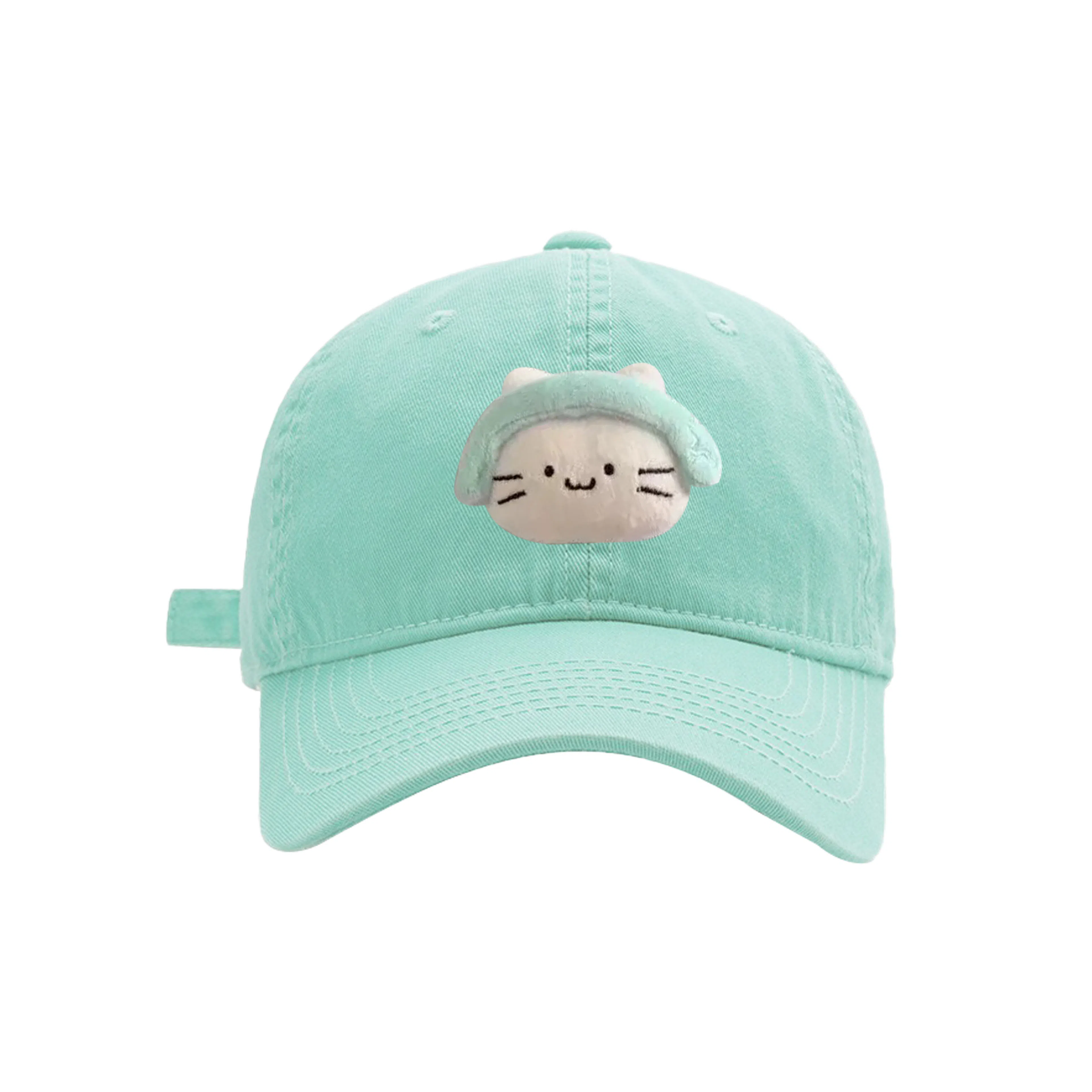 立体耳机猫咪刺绣韩版时尚甜美百搭休闲防晒遮阳 涤纶 鸭舌帽 男女同款情侣款