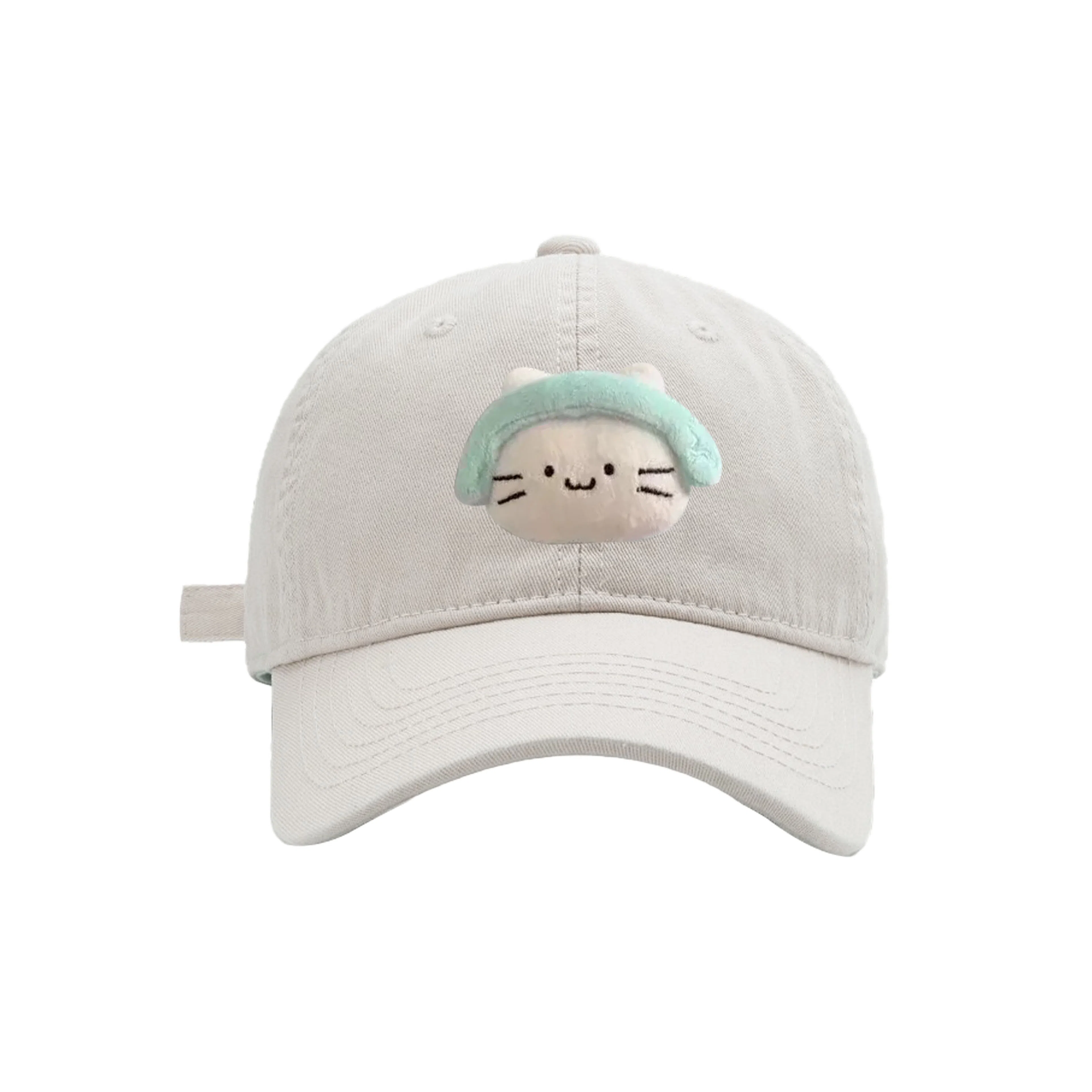 立体耳机猫咪刺绣韩版时尚甜美百搭休闲防晒遮阳 涤纶 鸭舌帽 男女同款情侣款