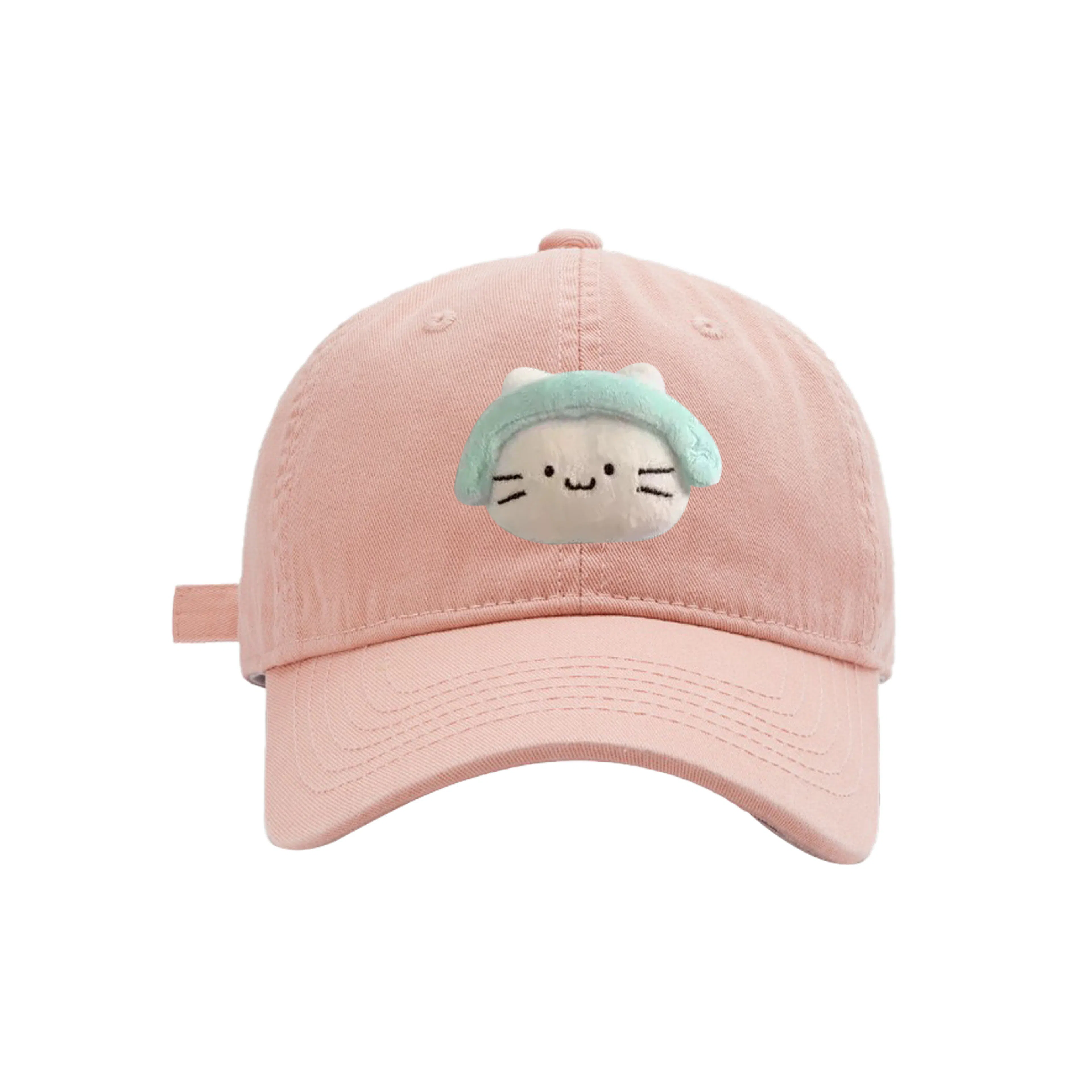 立体耳机猫咪刺绣韩版时尚甜美百搭休闲防晒遮阳 涤纶 鸭舌帽 男女同款情侣款