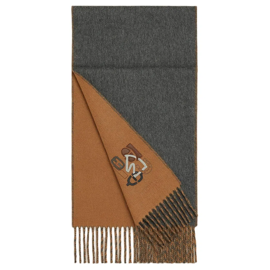 Hermes Cashmere Leather Scarf Brown